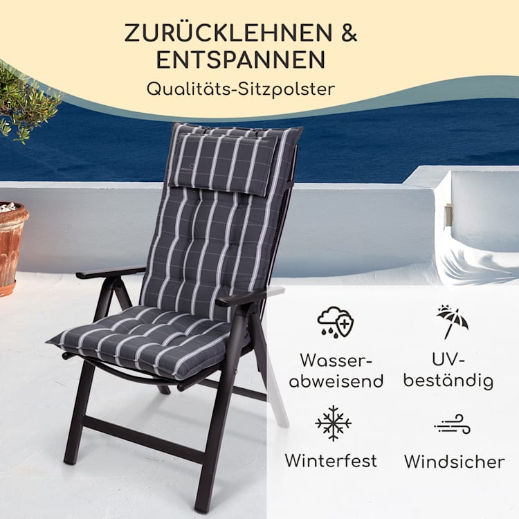 Sylt Polsterauflage Sesselauflage Hochlehner Kopfkissen Polyester 50x120x9cm 1 x Sitzauflage | Grau / Hellgrau
