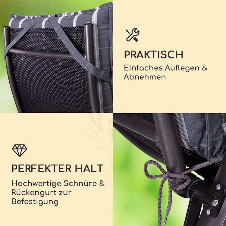 Sylt Polsterauflage Sesselauflage Hochlehner Kopfkissen Polyester 50x120x9cm 1 x Sitzauflage | Grau / Hellgrau