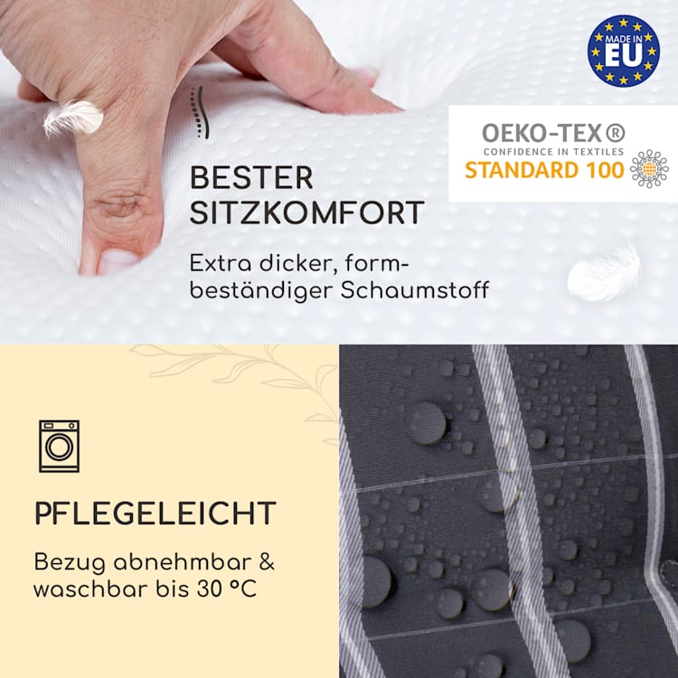 Sylt Polsterauflage Sesselauflage Hochlehner Kopfkissen Polyester 50x120x9cm 1 x Sitzauflage | Grau / Hellgrau