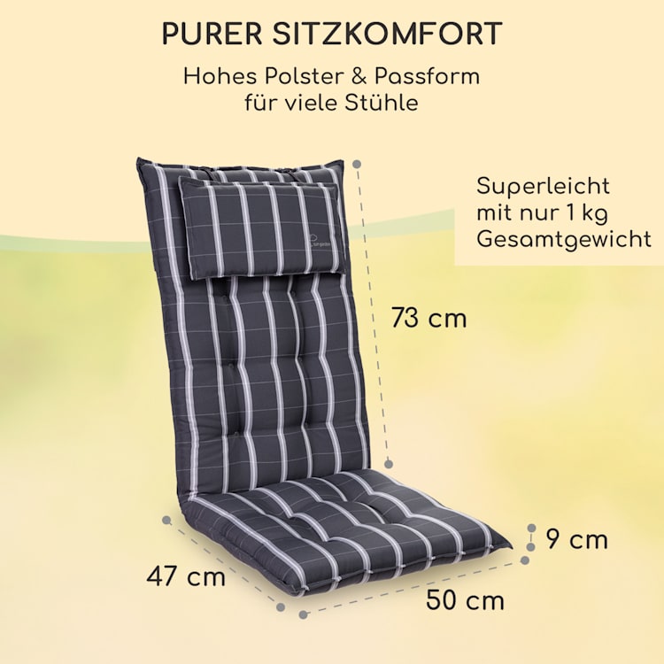 Sylt Polsterauflage Sesselauflage Hochlehner Kopfkissen Polyester 50x120x9cm 1 x Sitzauflage | Grau / Hellgrau