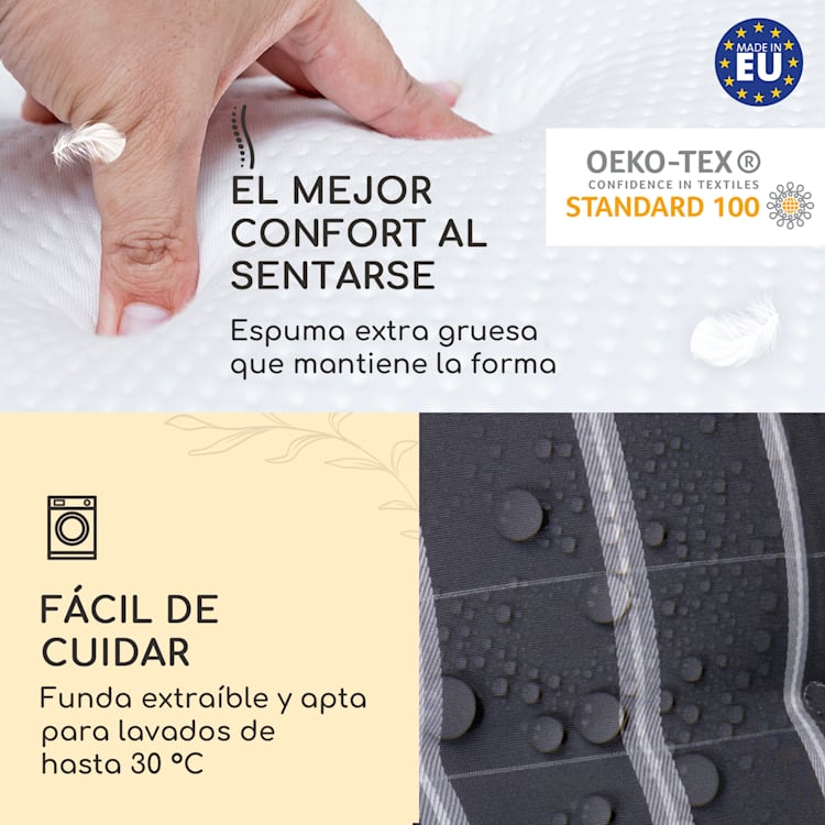 Sylt Cojín acolchado Cojín de exterior para sillas con respaldo alto Almohada Poliéster 50x120x9cm 1 x cojín del asiento | Gris / Gris claro