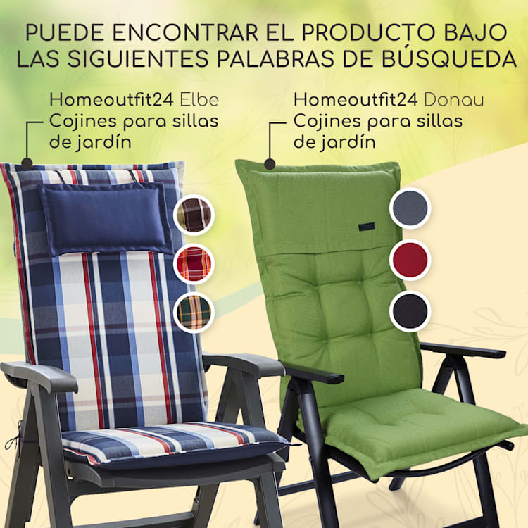 Sylt Cojín acolchado Cojín de exterior para sillas con respaldo alto Almohada Poliéster 50x120x9cm 1 x cojín del asiento | Gris / Gris claro