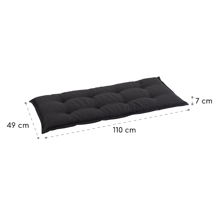 Almofada De Assentos P/ Bancos Naxos Espuma Tecido Estruturado de Poliéster 110x7x49cm 110 x 7 x 49 cm | Antracite