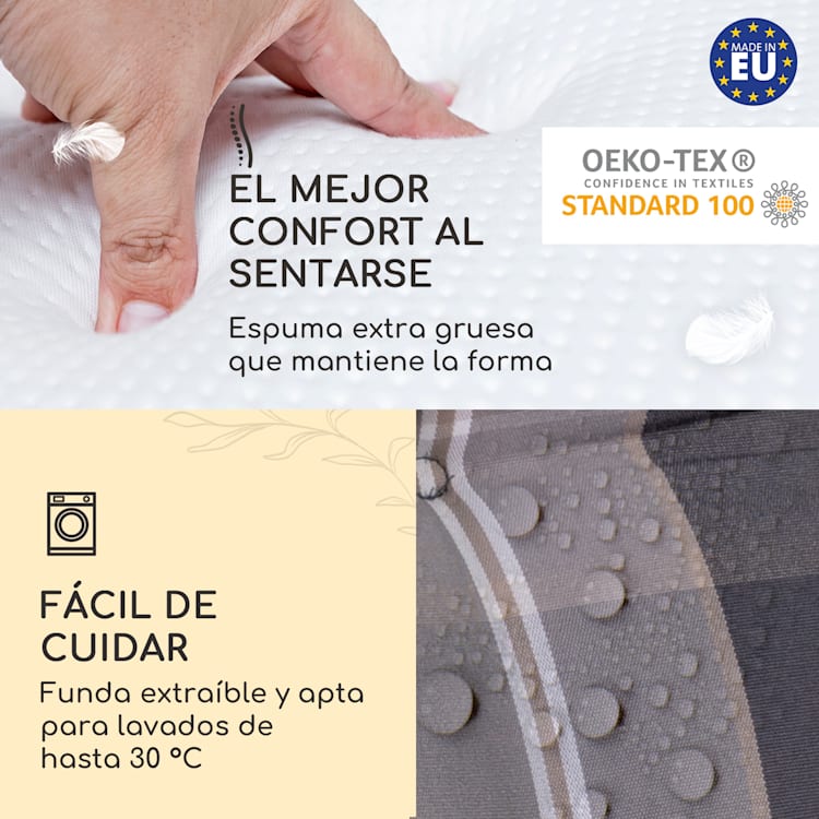Sylt Cojín acolchado Cojín de exterior para sillas con respaldo alto Almohada Poliéster 50x120x9cm 1 x cojín del asiento | Gris claro / gris