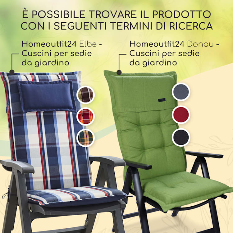 Sylt, Imbottitura, Schienale Alto, Sedia da Giardino, Poggiatesta, Poliestere, 50x120x9cm 1 x cuscino di seduta | Grigio chiaro / grigio