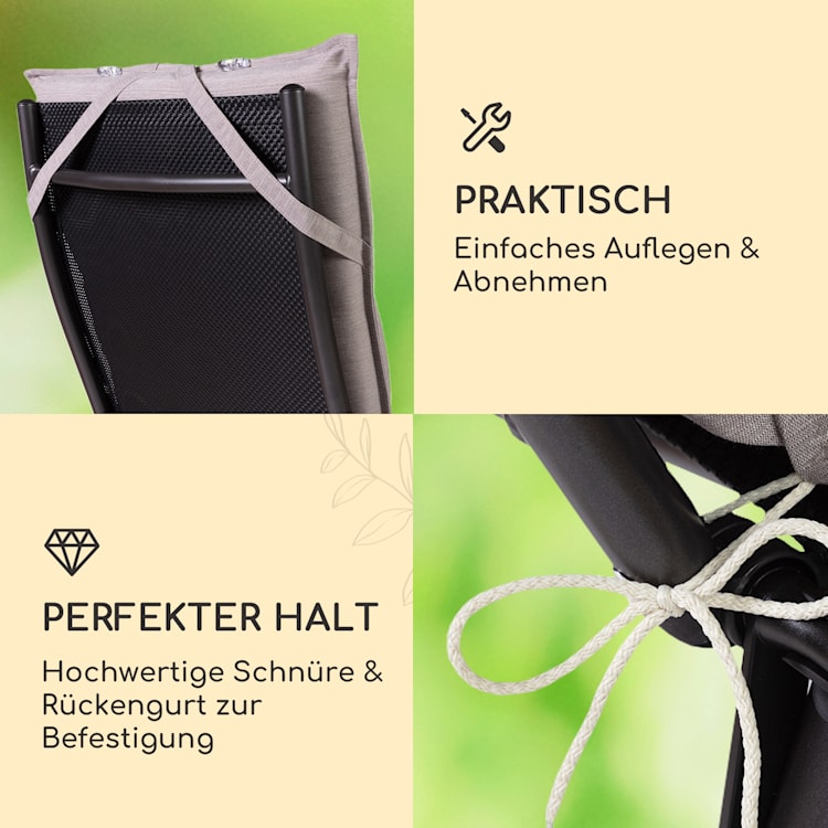 Sylt Polsterauflage Sesselauflage Hochlehner Kopfkissen Polyester 50x120x9cm 1 x Sitzauflage | Platingrau