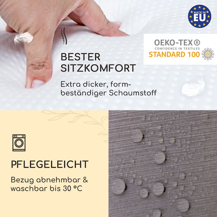 Sylt Polsterauflage Sesselauflage Hochlehner Kopfkissen Polyester 50x120x9cm 1 x Sitzauflage | Platingrau