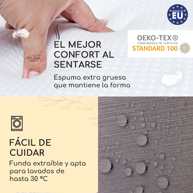 Sylt Cojín acolchado Cojín de exterior para sillas con respaldo alto Almohada Poliéster 50x120x9cm 1 x cojín del asiento | Gris platino