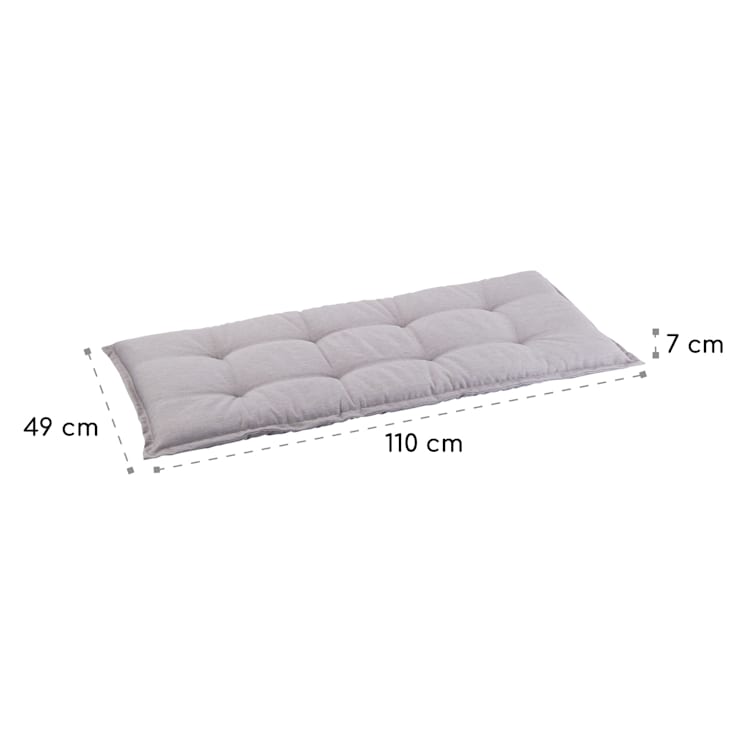 Naxos, podložka na lavicu, čalúnená podložka, penová výplň, štruktúrovaný polyester, 110 × 7 × 49 cm, 1 × podložka 110 x 7 x 49 cm | Šedá