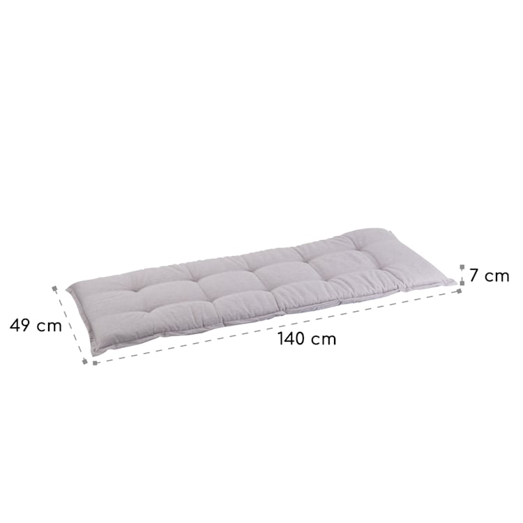 Naxos Bankkissen Polsterauflage Schaumstoffkern Strukturpolyester 140x7x49cm 140 x 7 x 49 cm | Grau