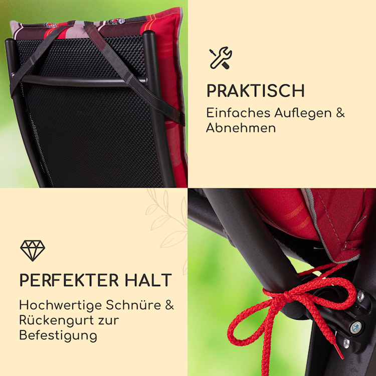 Sylt Polsterauflage Sesselauflage Kopfkissen Polyester 50x120x9cm 1 x Sitzauflage | Rot / Schwarz