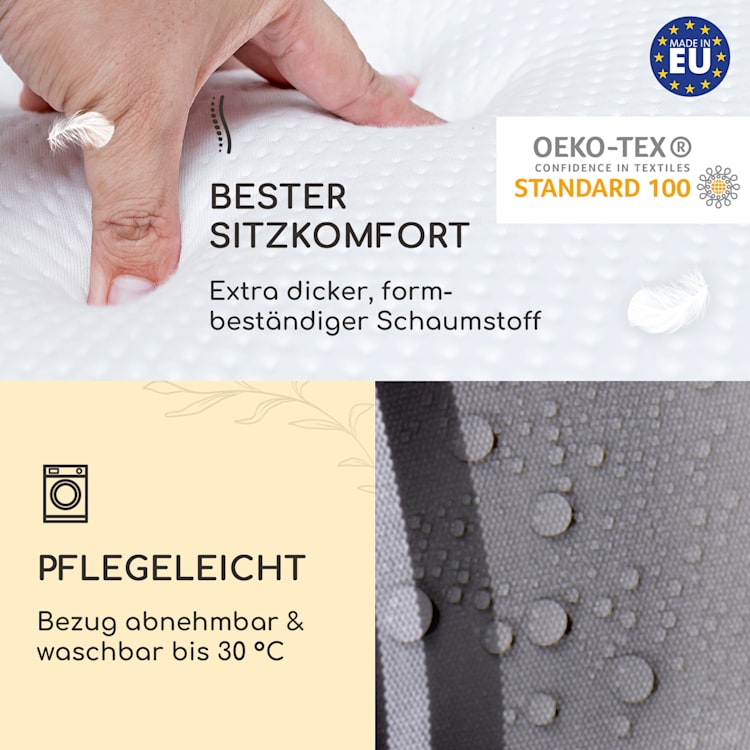 Sylt Polsterauflage Sesselauflage Kopfkissen Polyester 50x120x9cm 1 x Sitzauflage | Rot / Schwarz