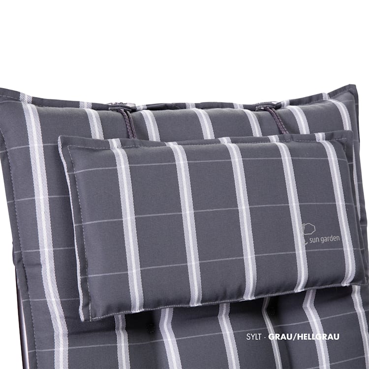 Sylt Almofada Estofada Almofada de Poltrona Encosto Alto Travesseiros Poliéster 50x120x9cm 4 x assento do banco | Cinzento / Cinza claro