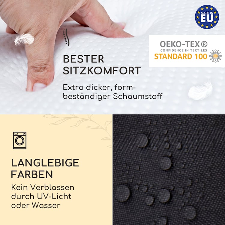 Sylt Polsterauflage Sesselauflage Kopfkissen Polyester 50x120x9cm 4 x Sitzauflage | Blau / Anthrazit