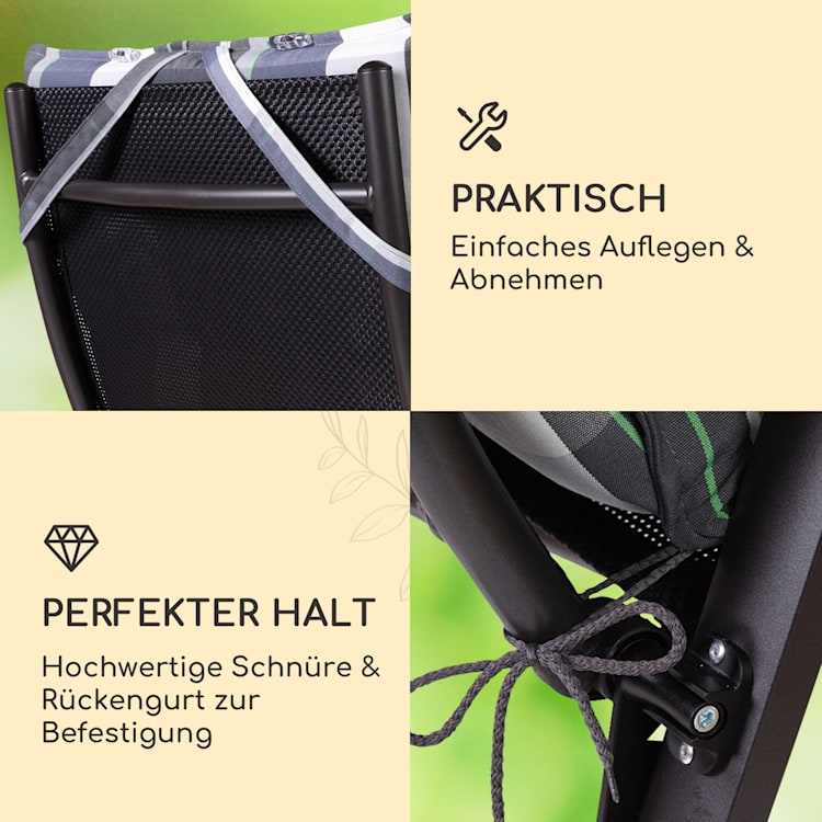 Sylt Polsterauflage Sesselauflage Kopfkissen Polyester 50x120x9cm 2 x Sitzauflage | Blau / Weiß