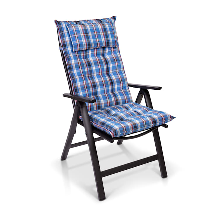 Sylt Almofada Estofada Almofada de Poltrona Encosto Alto Travesseiros Poliéster 50x120x9cm 4 x assento do banco | Branco / azulado