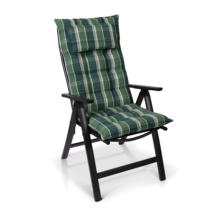 Sylt Dyna fåtöljdyna högryggad huvudkudde polyester 50x120x9cm 4 x sittdyna | Grön / grå