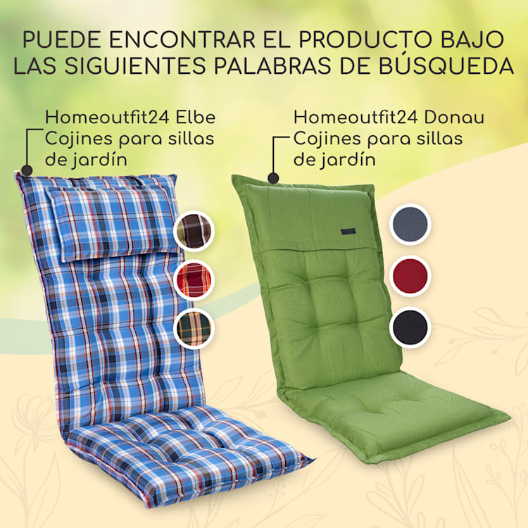Sylt Cojín acolchado Cojín de exterior para sillas con respaldo alto Almohada Poliéster 50x120x9cm 4 x cojín del asiento | Gris / blanco