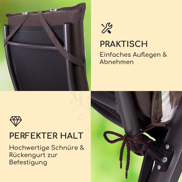 Sylt Polsterauflage Sesselauflage Kopfkissen Polyester 50x120x9cm 4 x Sitzauflage | Grün kariert