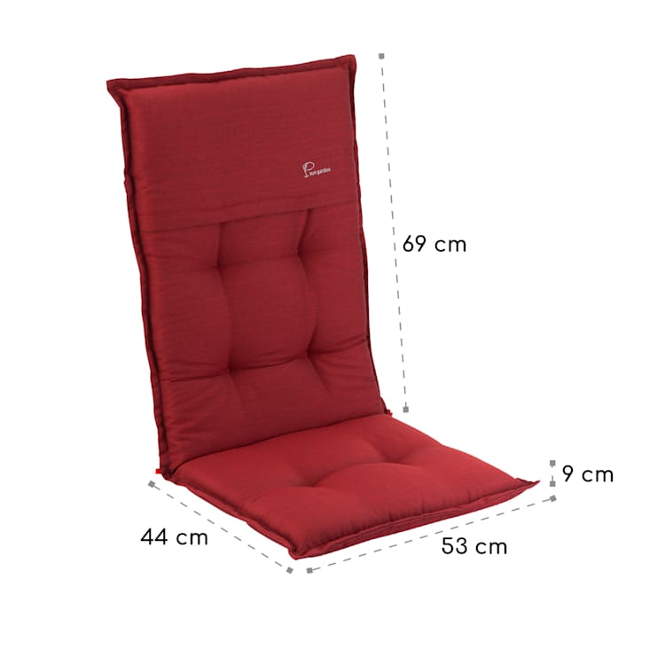 Coburg, čalúnenie, čalúnenie na kreslo, vysoké operadlo, záhradná stolička, polyester, 53x117x9cm, 4 x čalúnenie 4 x sedák | Červená