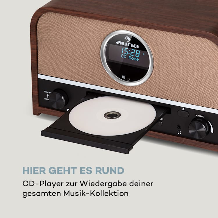 auna Columbia DAB Radio 60 W CD-Player DAB+/UKW-Tuner USB-Aufnahme Bluetooth Braun
