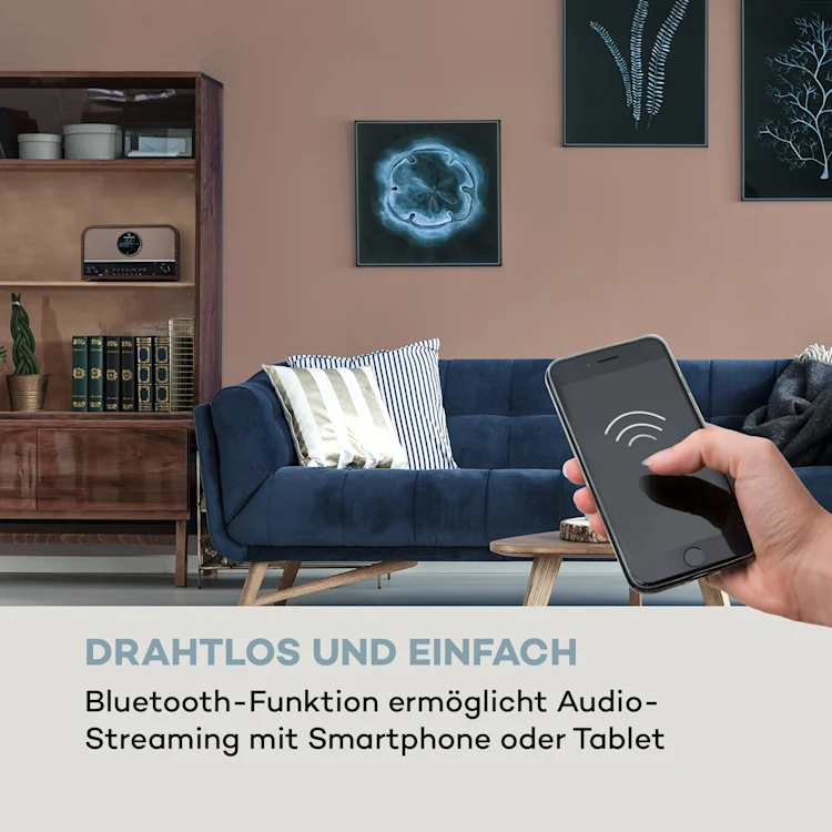 auna Columbia DAB Radio 60 W CD-Player DAB+/UKW-Tuner USB-Aufnahme Bluetooth Mahagoni