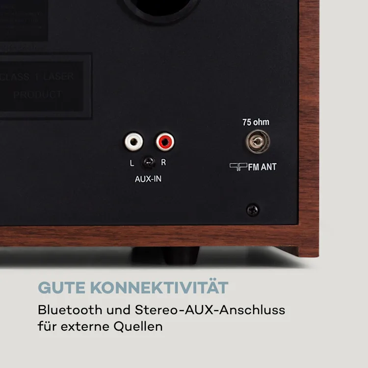 auna Columbia DAB Radio 60 W CD-Player DAB+/UKW-Tuner USB-Aufnahme Bluetooth Mahagoni