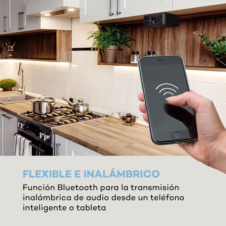 Sound Maître DAB Radio de cocina de montaje bajo mueble DAB+/FM BT AUX Negro
