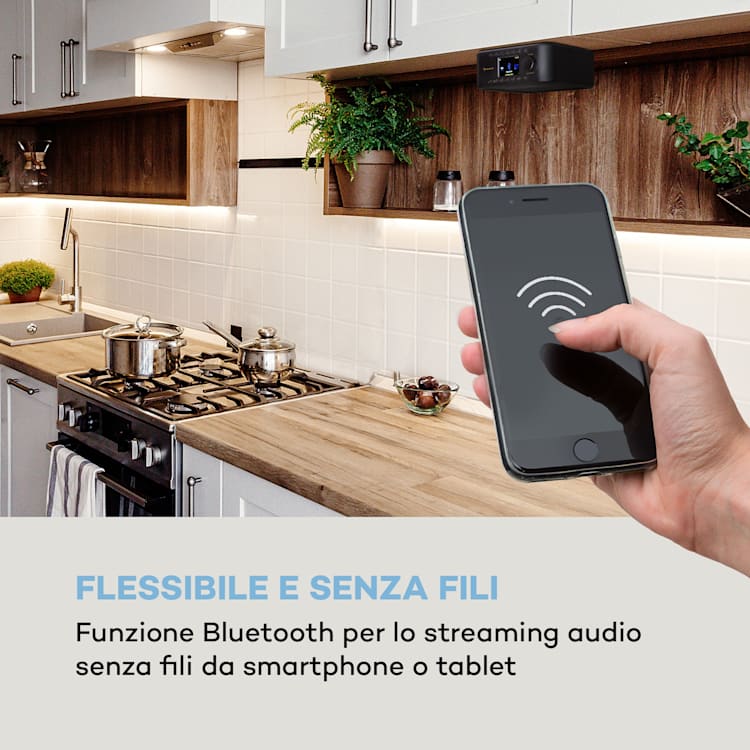 Sound Maître DAB - Radio da cucina sottopensile, DAB+/FM, BT, AUX Nero