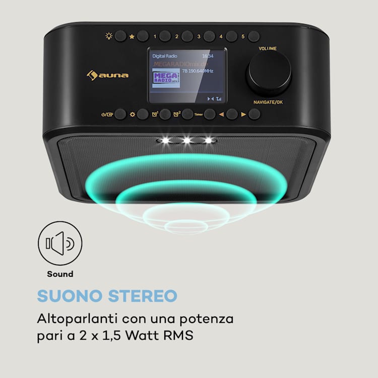 Sound Maître DAB - Radio da cucina sottopensile, DAB+/FM, BT, AUX Nero