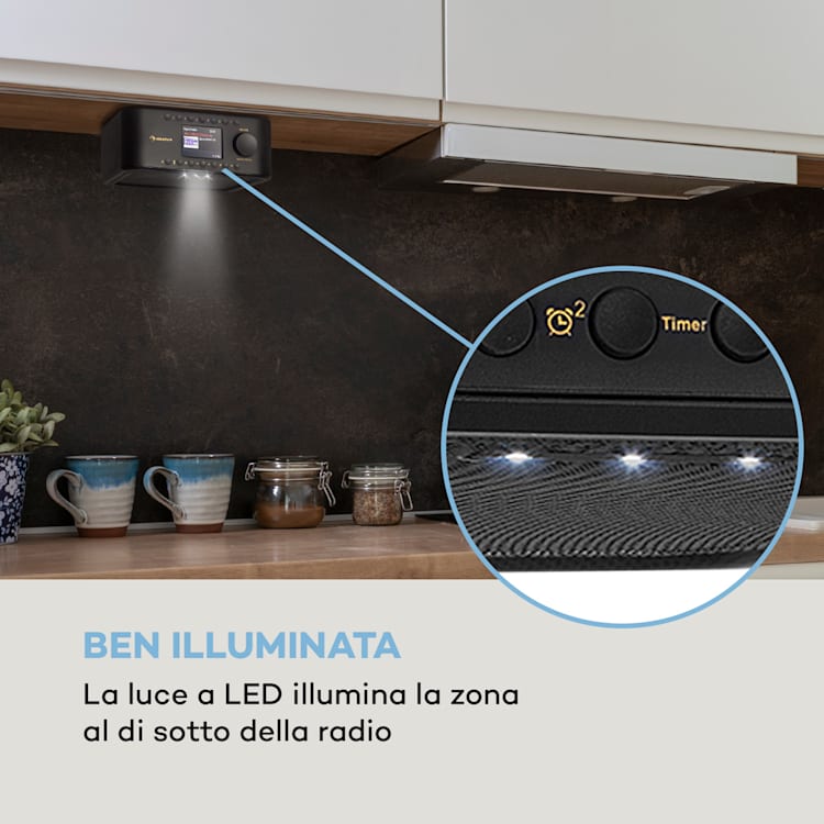 Sound Maître DAB - Radio da cucina sottopensile, DAB+/FM, BT, AUX Nero