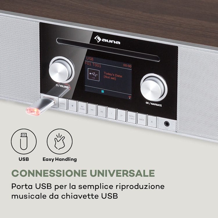 Connect CD MKII Internet Radio Media Player BT MP3 DAB+ Spotify Connect Legno scuro