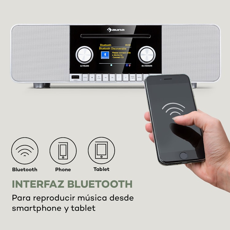 Connect CD MKII radio por Internet Mediaplayer BT MP3 DAB+ Spotify Connect Radio Blanco