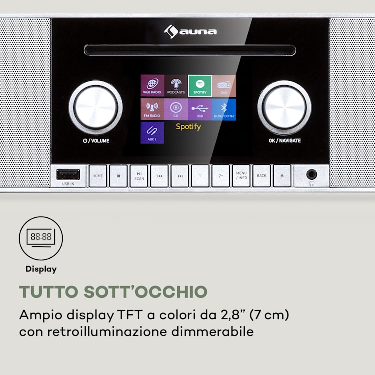 Connect CD MKII Internet Radio Media Player BT MP3 DAB+ Spotify Connect Bianco