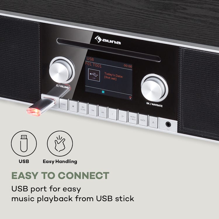 Connect CD MKII, radio internetowe, Media Player, BT, MP3, DAB+, Spotify Connect Czarny