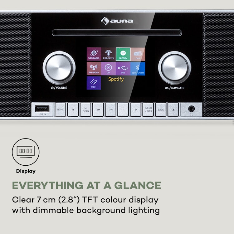 Connect CD MKII, radio internetowe, Media Player, BT, MP3, DAB+, Spotify Connect Czarny