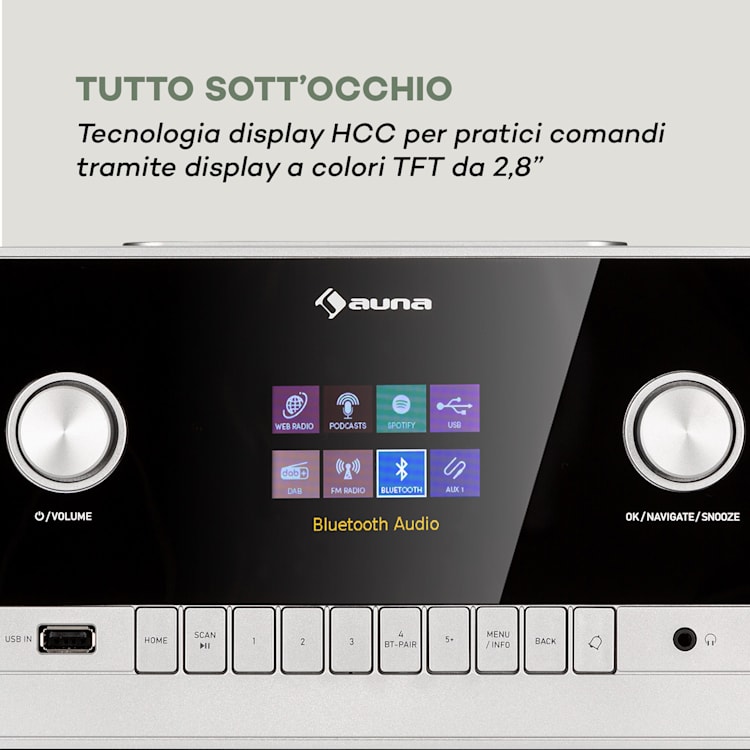 Connect 150 MKII - Radio web 2.1, DAB/DAB+/FM, Spotify, BT, display TFT da 2,8" Di legno