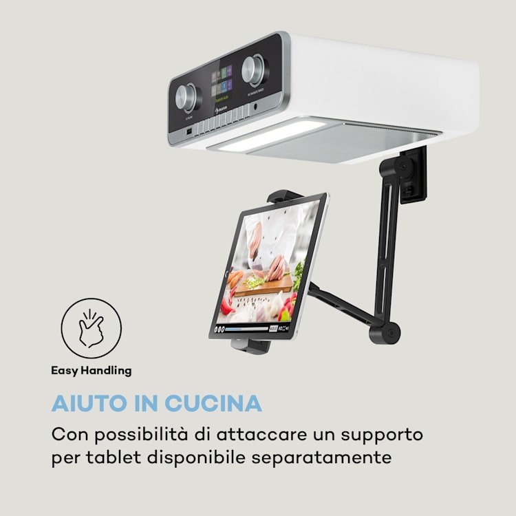 Radio sottopensile da cucina Connect Soundchef MKII Internet Radio DAB+ FM + 2 altoparlanti integrati da 3'' Bianco / Argento metallizzato
