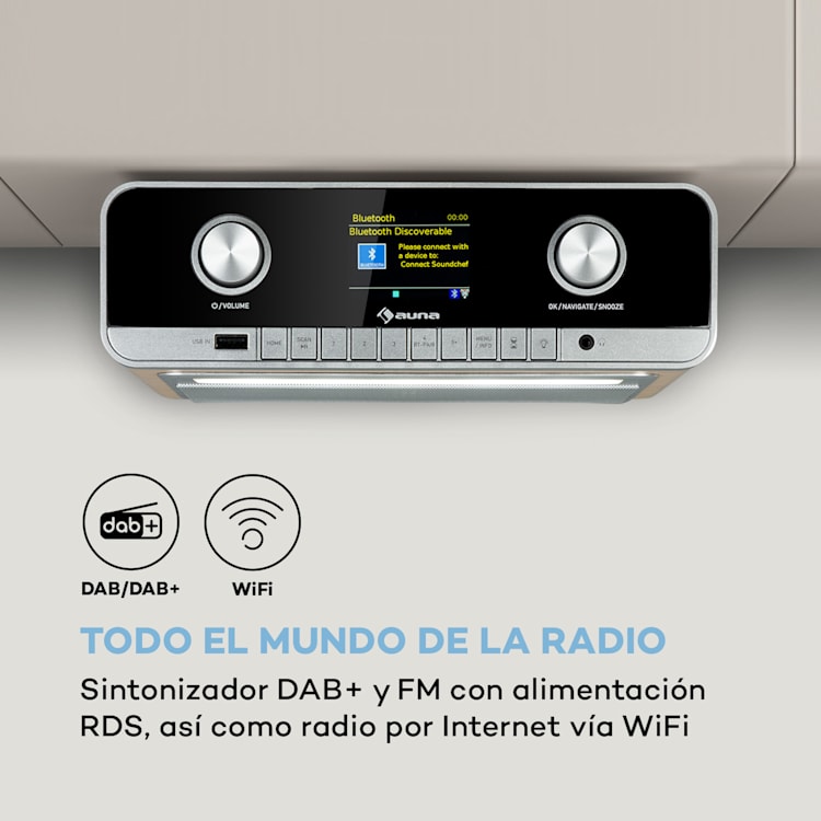 Connect Soundchef MKII radio de cocina bajo mueble radio por Internet DAB+ FM 2x3" altavoces madera