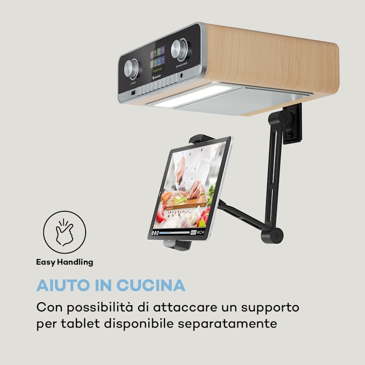 Radio sottopensile da cucina Connect Soundchef MKII Internet Radio DAB+ FM + 2 altoparlanti integrati da 3'' Di legno