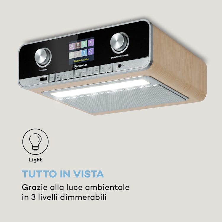 Radio sottopensile da cucina Connect Soundchef MKII Internet Radio DAB+ FM + 2 altoparlanti integrati da 3'' Di legno