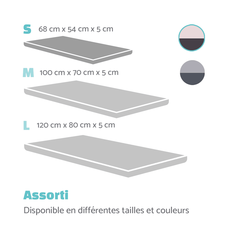 Finn lit pour chien matelas lavable antidérapant respirant polyester / polaire | taille S (68 x 5 x 54 cm) S | Beige