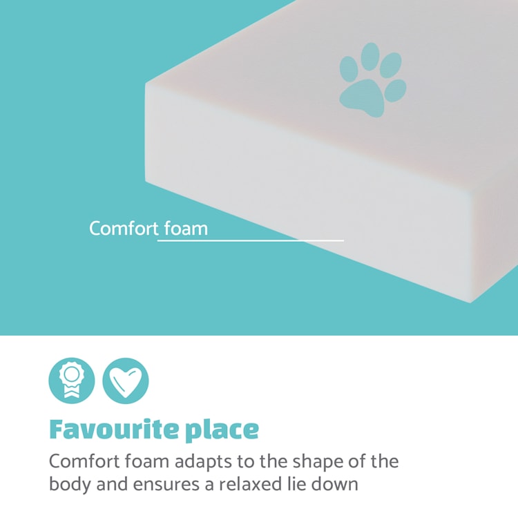 Cama & Tapete P/ Cães Nala/ Lavável /Antiderrapante/ Respirável/ Espuma Confort/ Tamanho S (80 x 5 x 60 cm) S | Cinzento Escuro