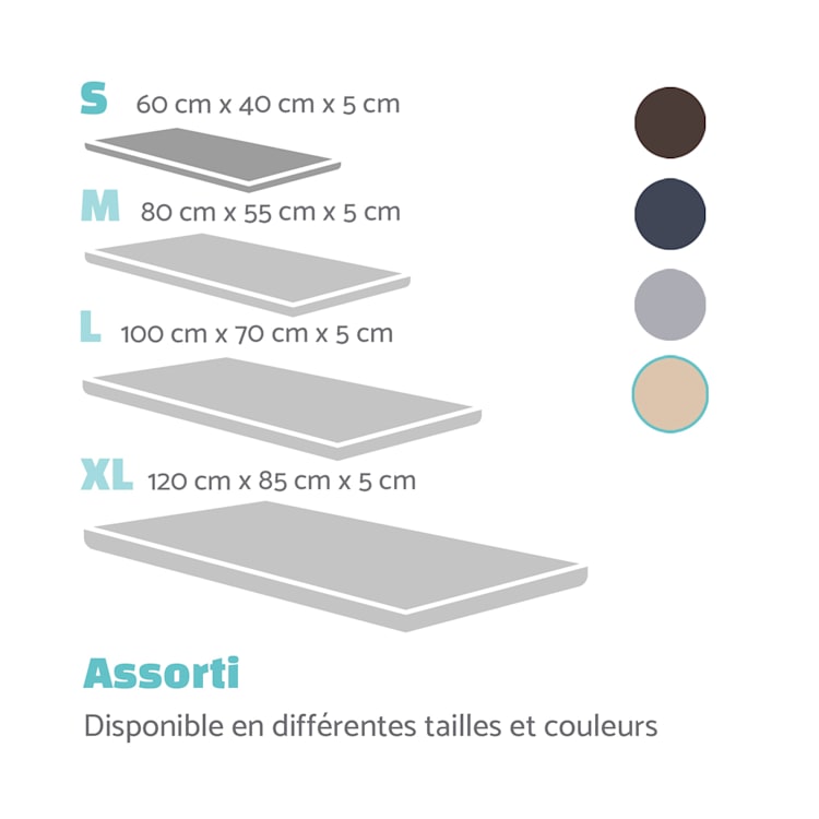 Luna lit pour chien matelas lavable orthopédique antidérapant respirant mousse à mémoire de forme taille S (60 x 5 x 40 cm) S | Beige