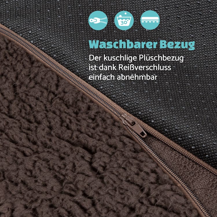Luna Hundebett waschbar orthopädisch rutschfest Memory-Schaum Größe L L | Dunkelbraun