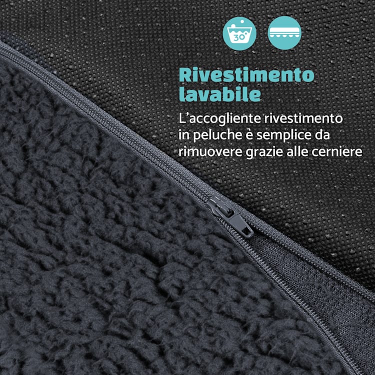 Luna, Lettino per Cani, Materassino per Cani | Lavabile | Ortopedico | Antiscivolo | Traspirante | Memory Foam | Taglia M (80x5x55 cm) M | Grigio Scuro