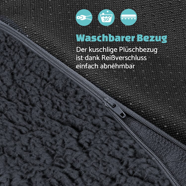 Luna Hundebett Hundematte | waschbar | orthopädisch | rutschfest | atmungsaktiv | Memory-Schaum | Größe XL (120 x 5 x 85 cm) XL | Dunkelgrau