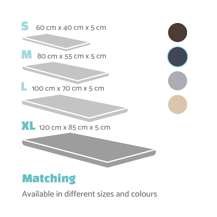 Luna koiranpeti, koiranpatja, pestävä, ortopedinen, luistamaton, hengittävä, memory foam, XL-koko (120 x 5 cm x 85 cm) XL | Tummanharmaa