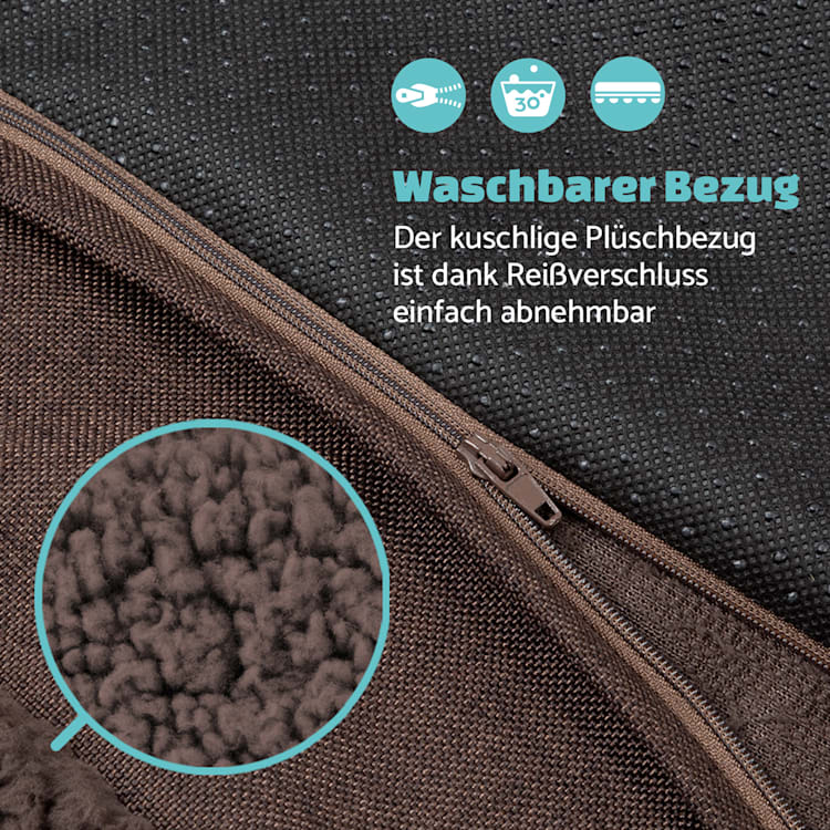 Balu Hundebett waschbar orthopädisch rutschfest Memory-Schaum Größe L L | Dunkelbraun