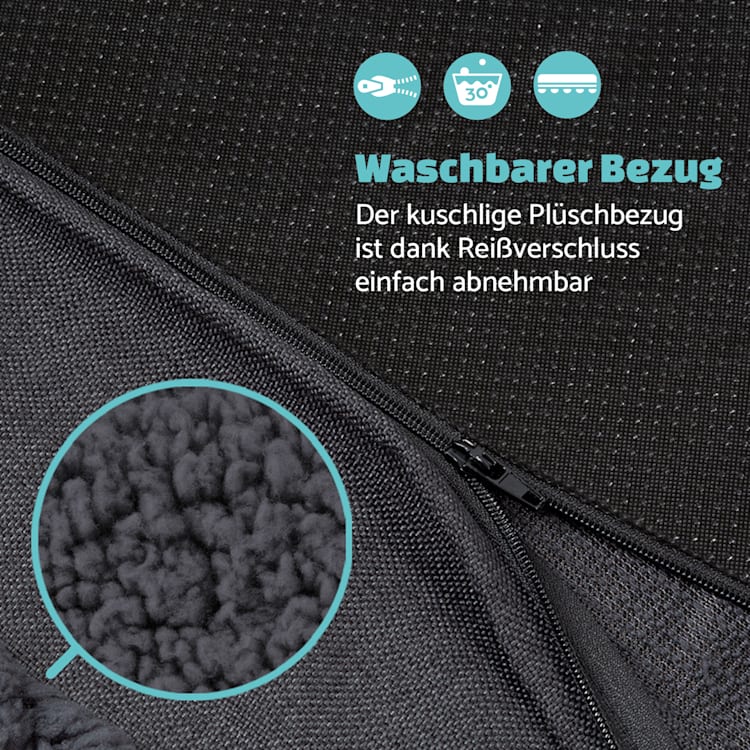 Balu Hundebett Hundekissen | waschbar | orthopädisch | rutschfest | atmungsaktiver Memory-Schaum | Größe S (72 x 8 x 50 cm) S | Dunkelgrau